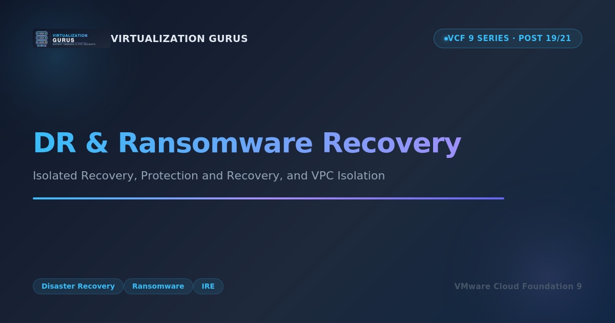 DR & Ransomware Recovery: Isolated Recovery, Protection and Recovery, and VPC Isolation